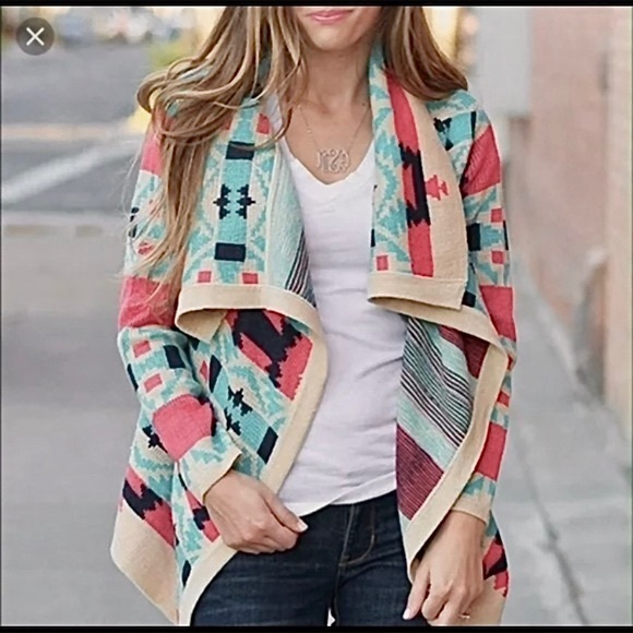 Anthro Moon Collection Aztec Drape Cardigan - Picture 12 of 16